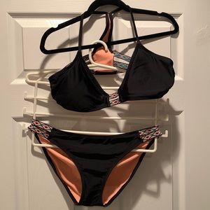 Xhiliaration Target Black Tribal Design Two Piece Bikini Set Size Large